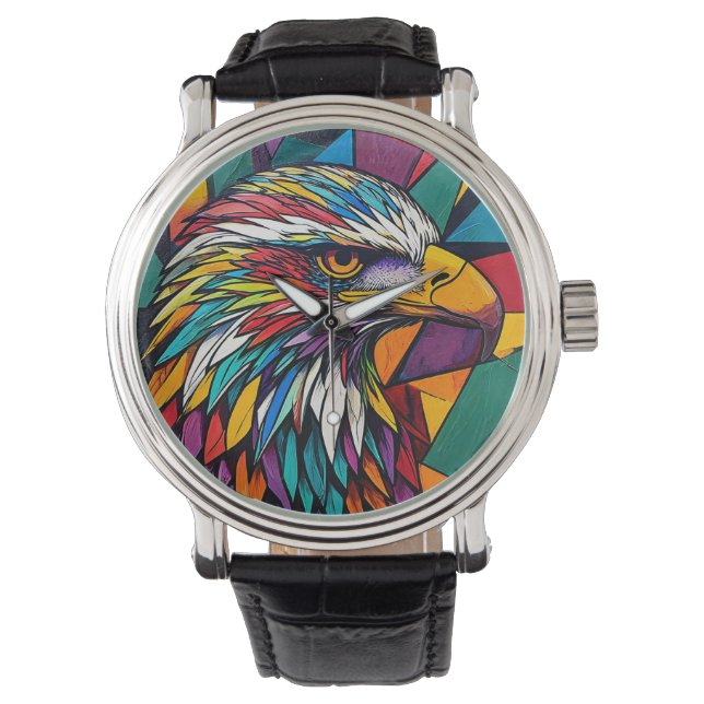 Colourful eagle artwork watch (Front)