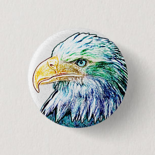 Colourful Eagle Sketch 3 Cm Round Badge
