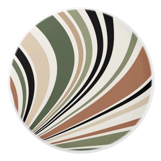 Colourful earth colours retro vibes ceramic knob (Front)
