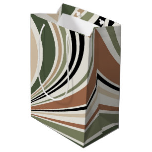 Colourful earth colours retro vibes medium gift bag
