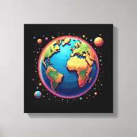 Colourful Earth in Space Canvas Wall Art
