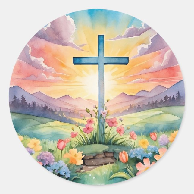 Colourful Easter Art Classic Round Sticker (Front)