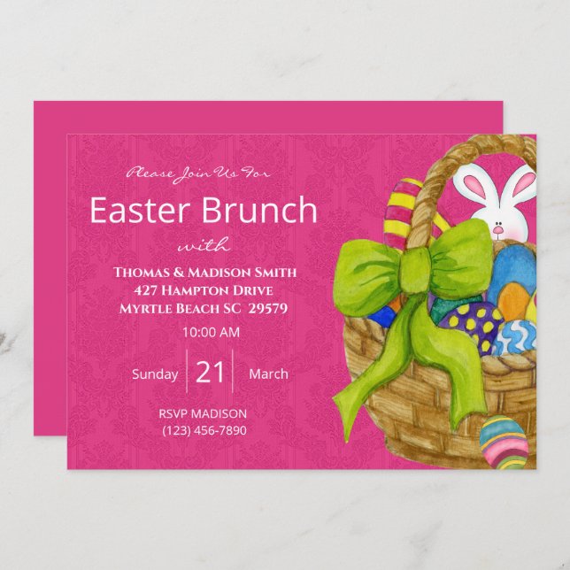 Colourful Easter Basket Brunch Invitation (Front/Back)