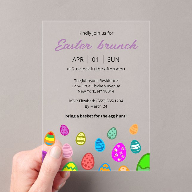 Colourful Easter Brunch Acrylic Invitations (Insitu (Handheld))
