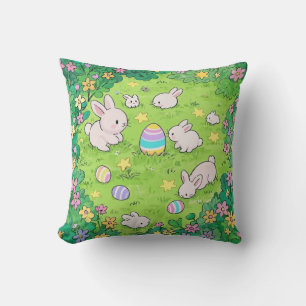 Colourful Easter Bunnies  Cushion