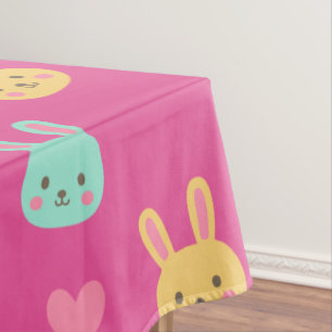 Colourful Easter Bunnies Pattern   Tablecloth