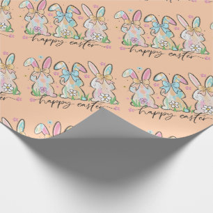 Colourful Easter Bunnies with Bows Wrapping Paper