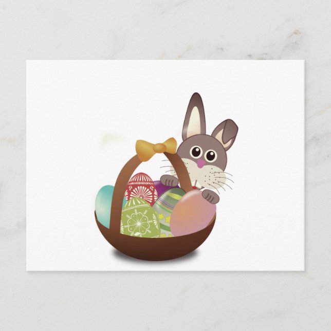 Colourful Easter Bunny And Eggs Holiday Postcard (Front)