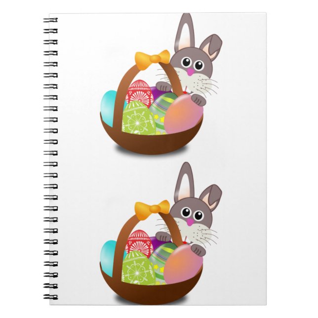 Colourful Easter Bunny And Eggs Notebook (Front)