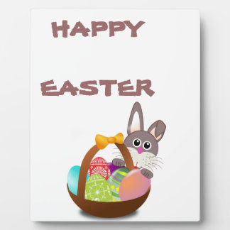 Colourful Easter Bunny And Eggs Plaque