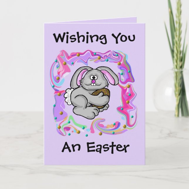 Colourful Easter Bunny Card   Customise It (Front)