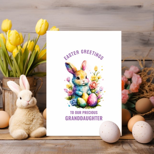 Colourful Easter Bunny Granddaughter Greeting Card (Creator Uploaded)