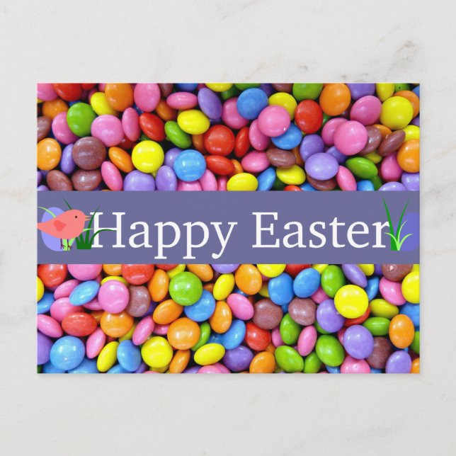 Colourful Easter Candies Holiday Postcard (Front)