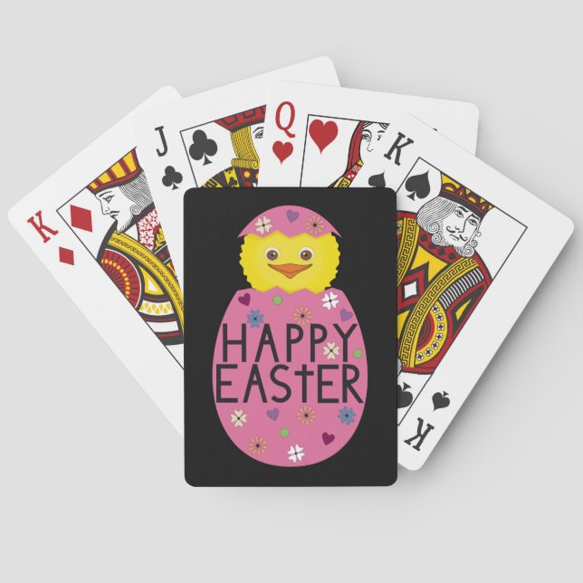 Colourful Easter Chick in Painted Egg Playing Cards (Back)