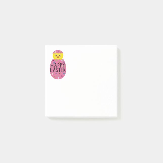 Colourful Easter Chick in Painted Egg Post-it Notes (Front)