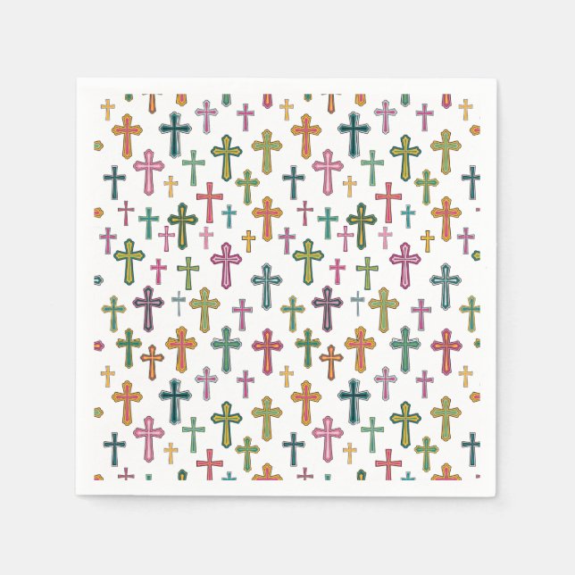 Colourful Easter cross patterned Napkin (Front)