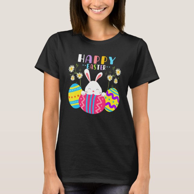 Colourful Easter Day Poppin Rainbow Bunny Pop It F T-Shirt (Front)