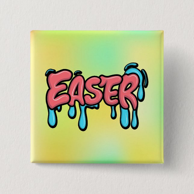 Colourful Easter Drip Text Graffiti Style Design 15 Cm Square Badge (Front)