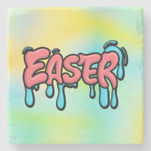 Colourful Easter Drip Text Graffiti Style Design Stone Coaster