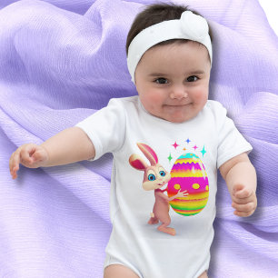 Colourful Easter Egg Cute Easter Bunny Egg Hunt Fu Baby Bodysuit