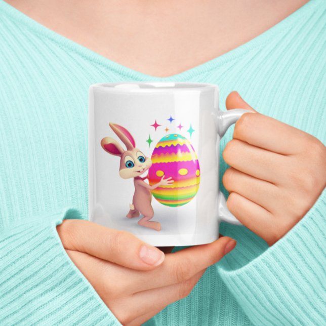 Colourful Easter Egg Cute Easter Bunny Egg Hunt Fu Coffee Mug (Creator Uploaded)