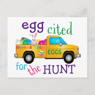 Colourful Easter Egg Hunt Bunny Truck Postcard