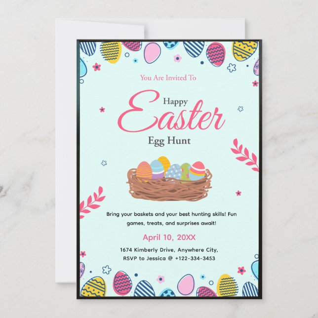 Colourful Easter Egg Hunt Party Invitation  (Front)