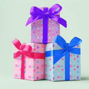 Colourful Easter Egg Pattern Wrapping Paper Sheet