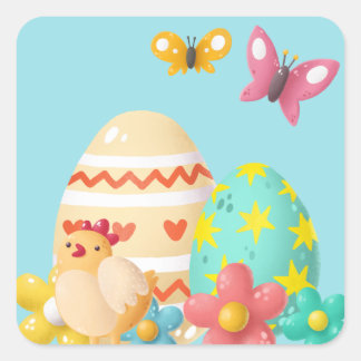 Colourful Easter Egg  Square Sticker