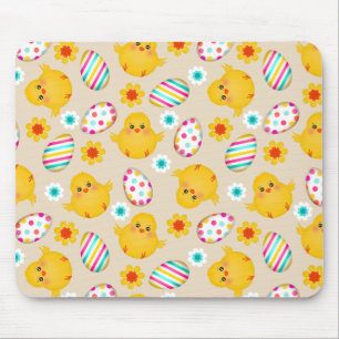 Colourful Easter Eggs and Chicks Pattern Mouse Pad