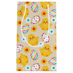 Colourful Easter Eggs and Chicks Pattern Small Gift Bag