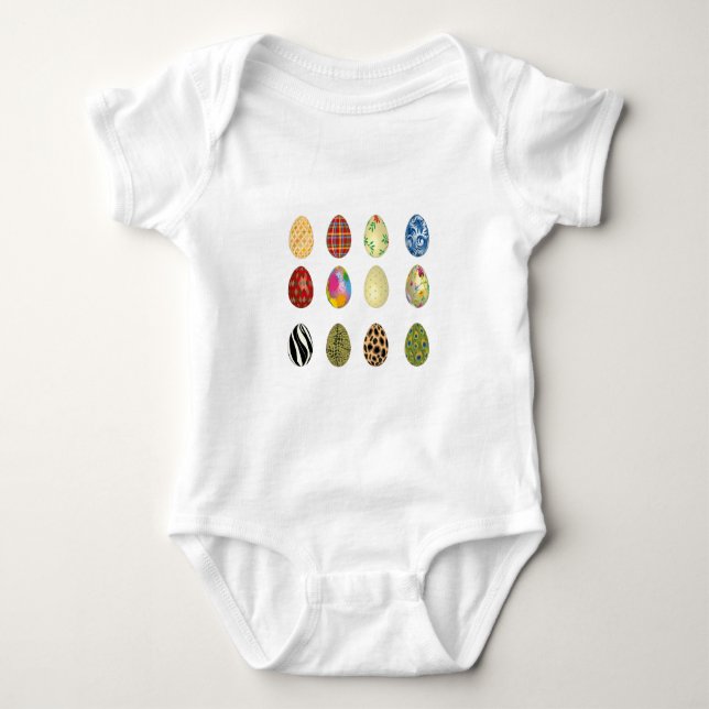 colourful easter eggs baby bodysuit (Front)
