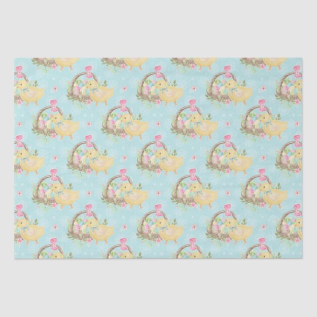 Colourful Easter Eggs Baby Chicken Flowers  Tissue Paper (Front)