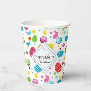Colourful Easter Eggs, Bunnies, Cupcake Monogramme Paper Cups