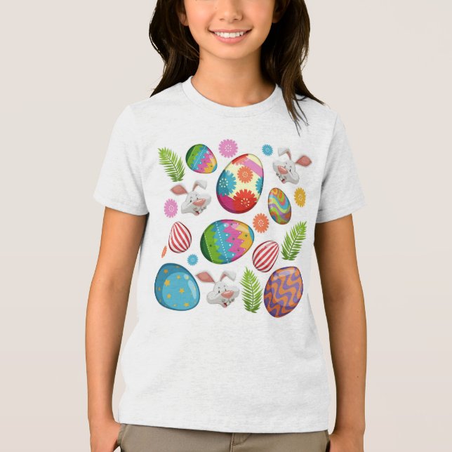 Colourful Easter Eggs Bunny Faces-23172 Tri-Blend Shirt (Front)
