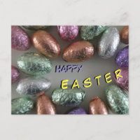 Colourful Easter Eggs Cust. Happy Easter Postcard