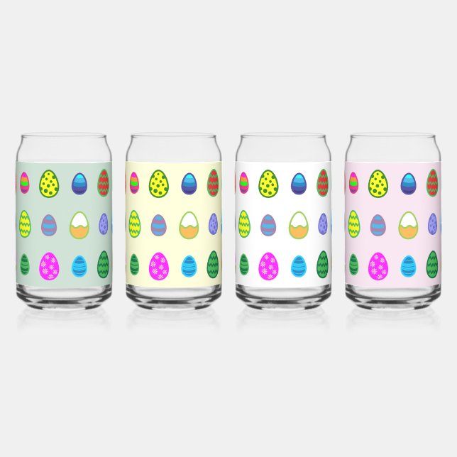 Colourful Easter eggs for a happy Easter. Can Glass (Left)