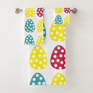 Colourful Easter Eggs Happy Easter  Bath Towel Set