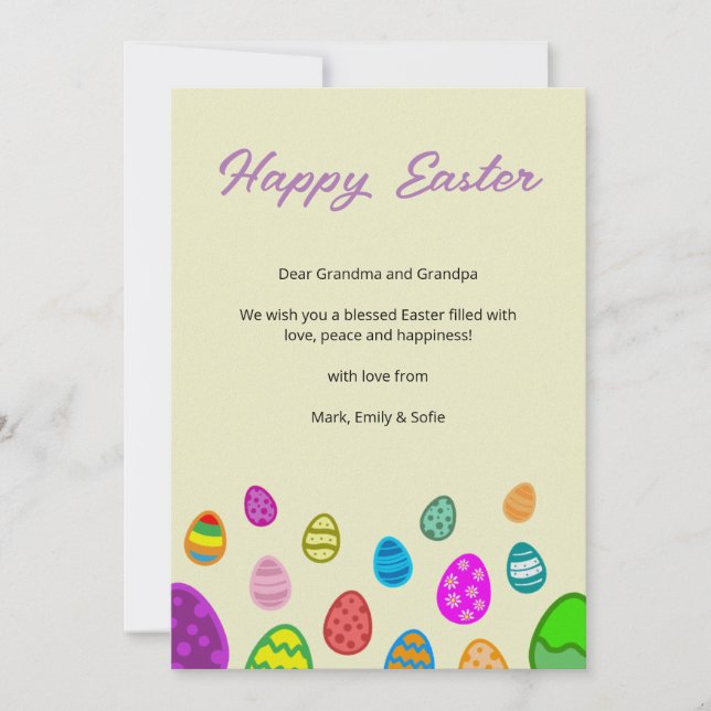 Colourful Easter Eggs Holiday Card (Front)