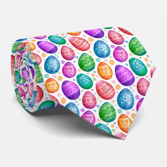 Colourful Easter Eggs Neck Tie (Rolled)