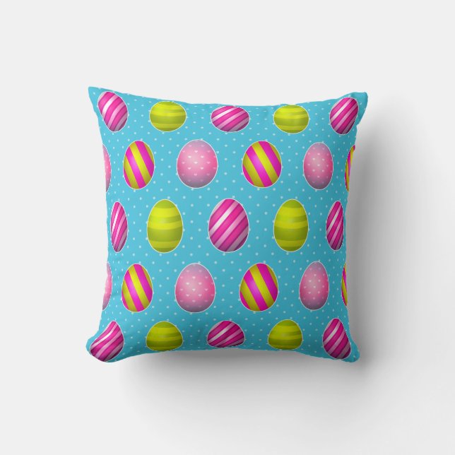 Colourful Easter Eggs On Polka Dot Background Cushion (Front)