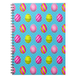 Colourful Easter Eggs On Polka Dot Background Notebook