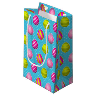 Colourful Easter Eggs On Polka Dot Background Small Gift Bag