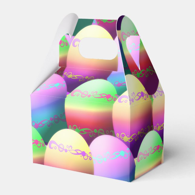 Colourful Easter Eggs Party Favour Boxes (Front Side)