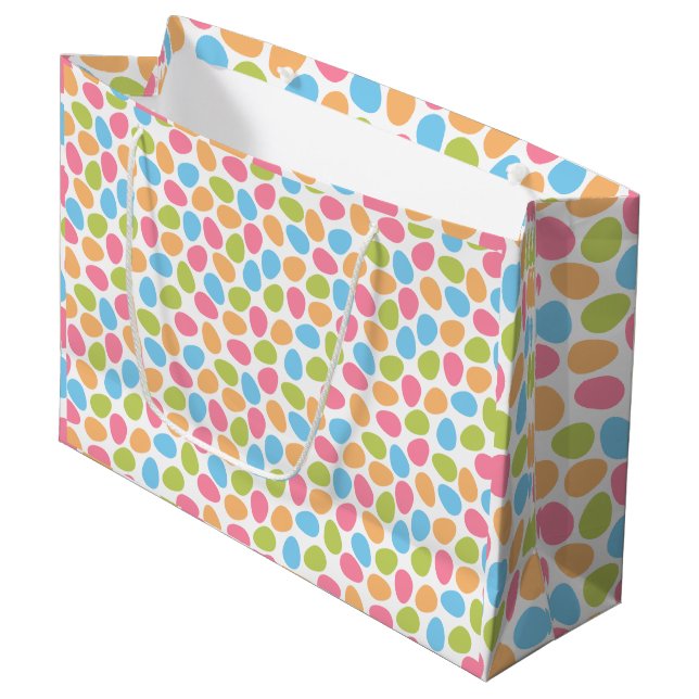 Colourful Easter Eggs Pattern Large Gift Bag (Front Angled)