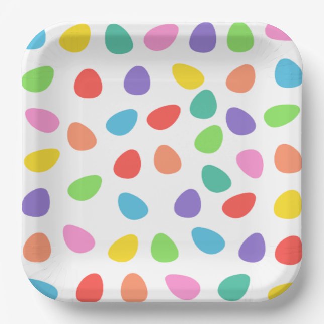 Colourful Easter Eggs Pattern Paper Plate (Front)