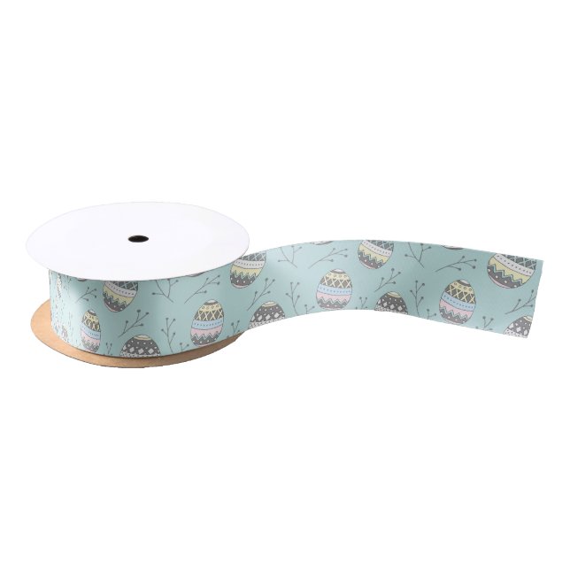 Colourful Easter eggs pattern Satin Ribbon (Spool)