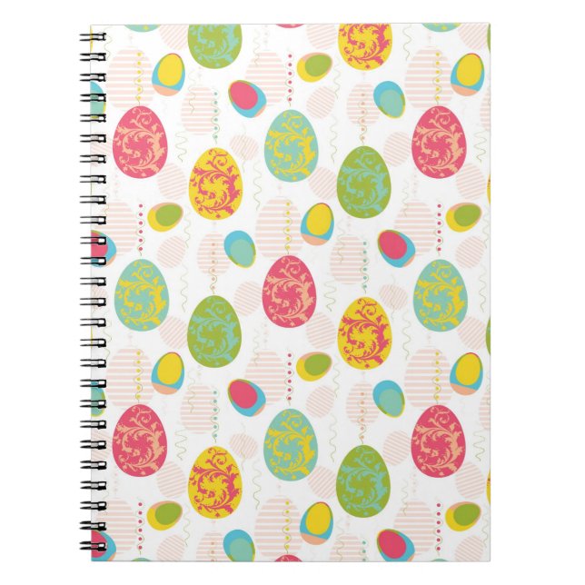 Colourful Easter Eggs Pattern Spiral Notebook (Front)