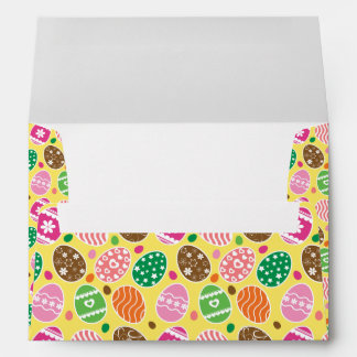 Colourful Easter Eggs Pattern Yellow Background Envelope