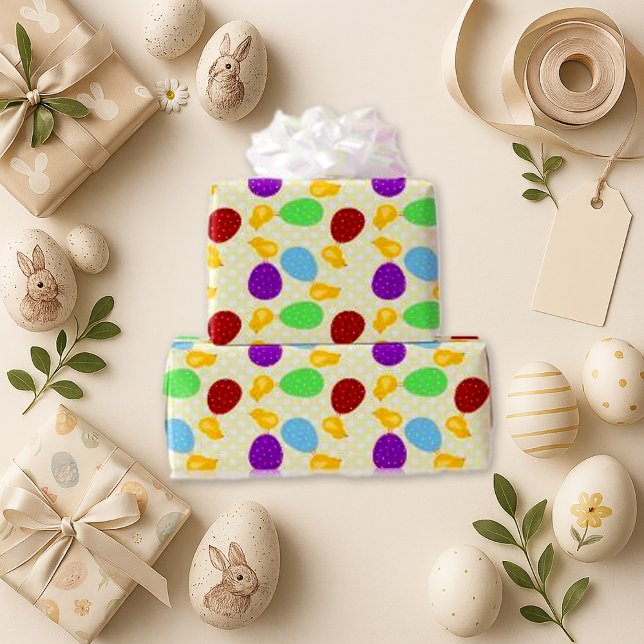 Colourful Easter Eggs Polka Dot Festive Wrapping Paper (Creator Uploaded)